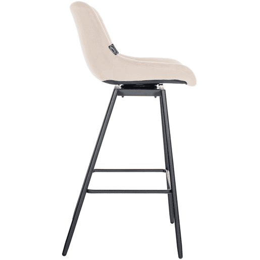 Taburete de Bar Weston Giratorio 180 grados | Taburete Alto con Respaldo y Asiento Acolchado Terciopelo Crema 56X49X105 cm