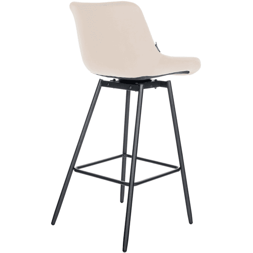 Taburete de Bar Weston Giratorio 180 grados | Taburete Alto con Respaldo y Asiento Acolchado Terciopelo Crema 56X49X105 cm