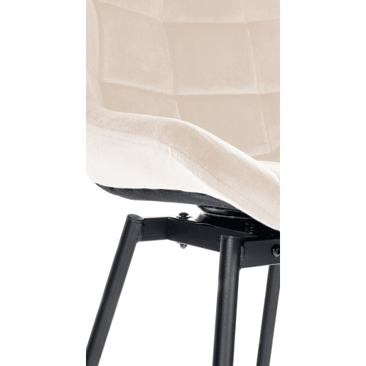 Taburete de Bar Weston Giratorio 180 grados | Taburete Alto con Respaldo y Asiento Acolchado Terciopelo Crema 56X49X105 cm