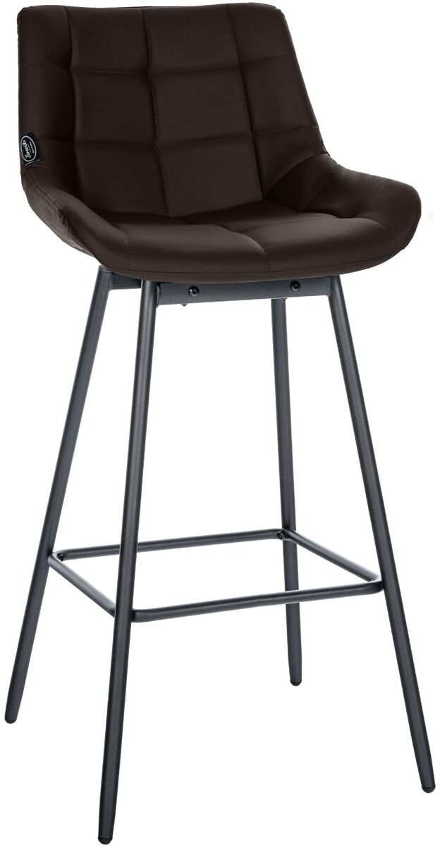 Taburete de bar weston giratorio 180 grados | taburete alto con respaldo y asiento acolchado simil cuero marrón 56x49x105 cm