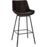 Taburete de Bar Weston Giratorio 180 grados | Taburete Alto con Respaldo y Asiento Acolchado Simil cuero Marrón 56X49X105 cm