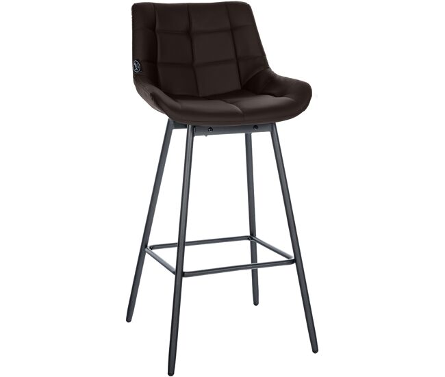 Taburete de bar weston giratorio 180 grados | taburete alto con respaldo y asiento acolchado simil cuero marrón 56x49x105 cm