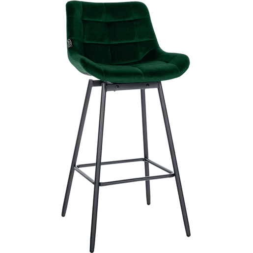 Taburete de Bar Weston Giratorio 180 grados | Taburete Alto con Respaldo y Asiento Acolchado Terciopelo Verde oscuro 56X49X105 cm