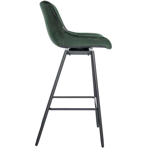Taburete de Bar Weston Giratorio 180 grados | Taburete Alto con Respaldo y Asiento Acolchado Terciopelo Verde oscuro 56X49X105 cm