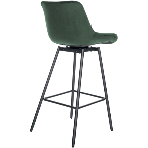Taburete de Bar Weston Giratorio 180 grados | Taburete Alto con Respaldo y Asiento Acolchado Terciopelo Verde oscuro 56X49X105 cm
