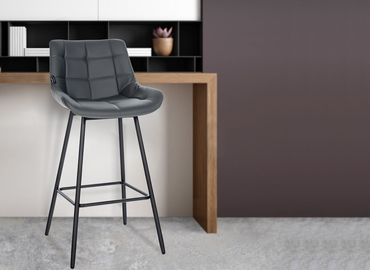 Taburete de bar weston simil cuero gris 56x49x104 cm
