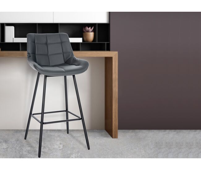 Taburete de bar weston simil cuero gris 56x49x104 cm