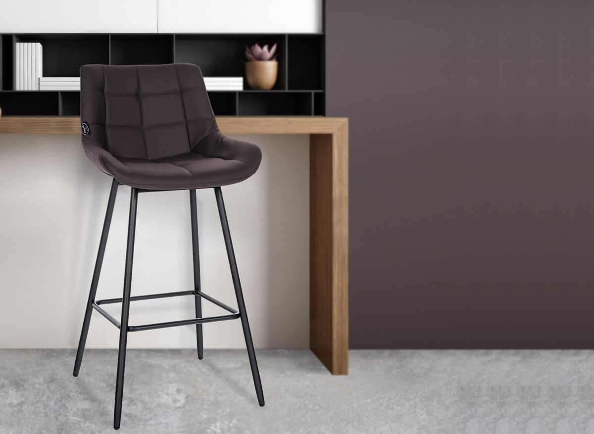 Taburete de bar weston simil cuero marrón 56x49x104 cm