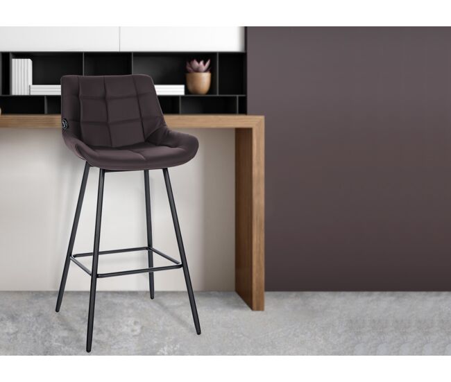 Taburete de bar weston simil cuero marrón 56x49x104 cm