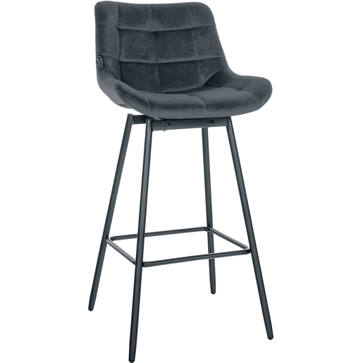 Taburete de Bar Weston Giratorio 180 grados | Taburete Alto con Respaldo y Asiento Acolchado Terciopelo Gris oscuro 56X49X105 cm