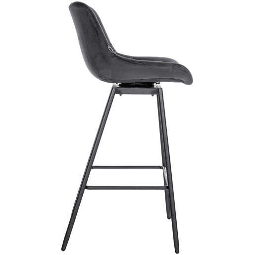 Taburete de Bar Weston Giratorio 180 grados | Taburete Alto con Respaldo y Asiento Acolchado Terciopelo Gris oscuro 56X49X105 cm