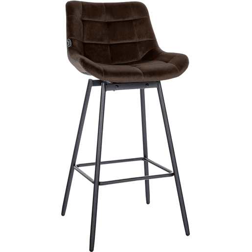 Taburete de Bar Weston Giratorio 180 grados | Taburete Alto con Respaldo y Asiento Acolchado Terciopelo Marrón 56X49X105 cm