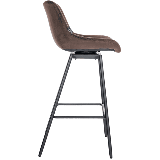 Taburete de Bar Weston Giratorio 180 grados | Taburete Alto con Respaldo y Asiento Acolchado Terciopelo Marrón 56X49X105 cm