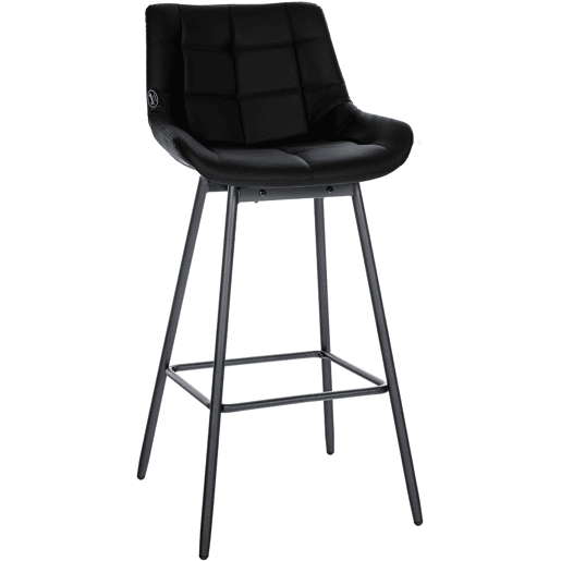 Taburete de Bar Weston Giratorio 180 grados | Taburete Alto con Respaldo y Asiento Acolchado Simil cuero Negro 56X49X105 cm