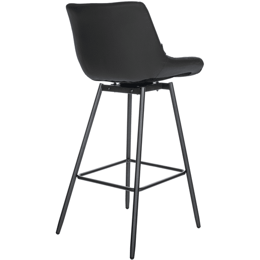 Taburete de Bar Weston Giratorio 180 grados | Taburete Alto con Respaldo y Asiento Acolchado Simil cuero Negro 56X49X105 cm