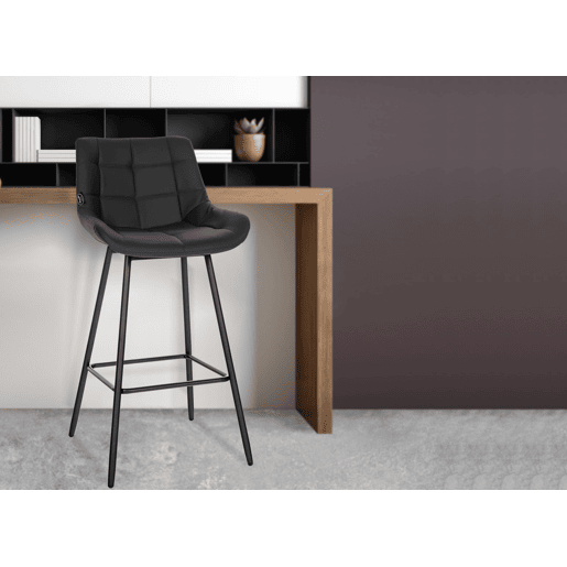 Taburete de bar Weston Simil cuero Negro 56X49X104 cm