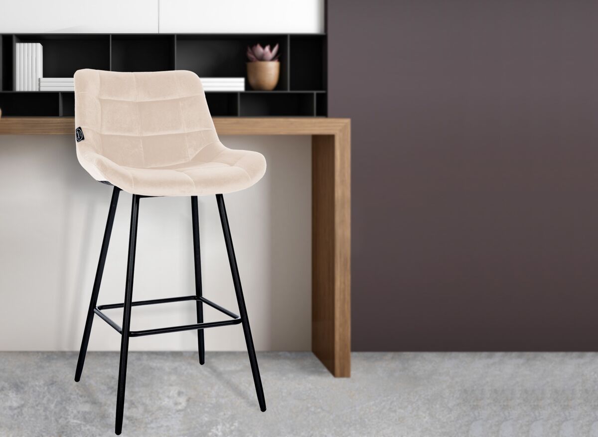 Taburete de bar weston terciopelo crema 56x49x104 cm