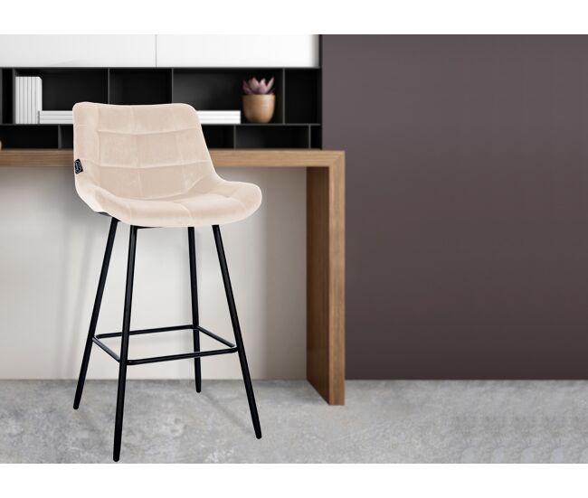 Taburete de bar weston terciopelo crema 56x49x104 cm