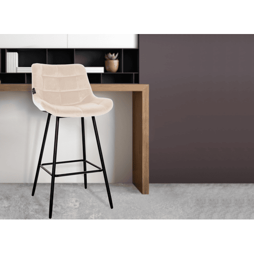 Taburete de bar Weston Terciopelo Crema 56X49X104 cm