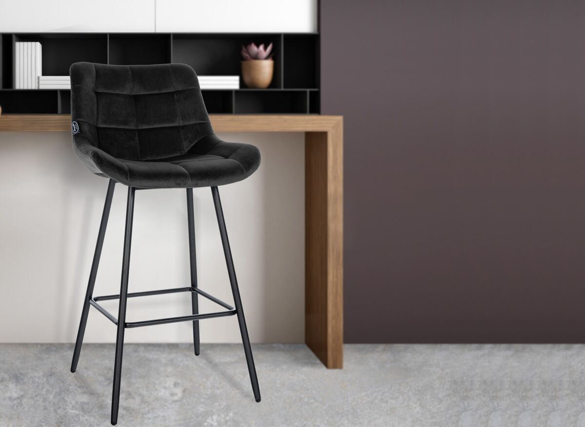 Taburete de bar weston terciopelo negro 56x49x104 cm