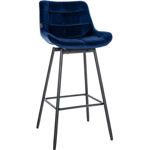 Taburete de Bar Weston Giratorio 180 grados | Taburete Alto con Respaldo y Asiento Acolchado Terciopelo Azul 56X49X105 cm
