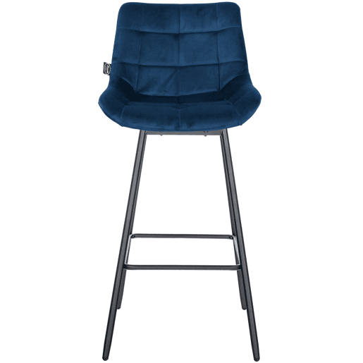 Taburete de Bar Weston Giratorio 180 grados | Taburete Alto con Respaldo y Asiento Acolchado Terciopelo Azul 56X49X105 cm