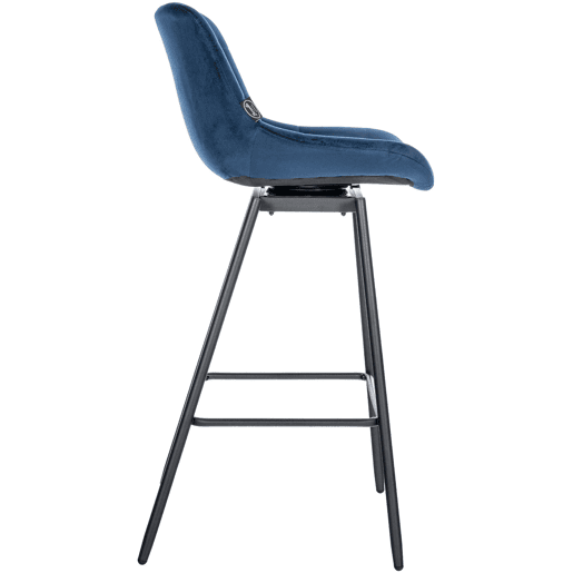 Taburete de Bar Weston Giratorio 180 grados | Taburete Alto con Respaldo y Asiento Acolchado Terciopelo Azul 56X49X105 cm