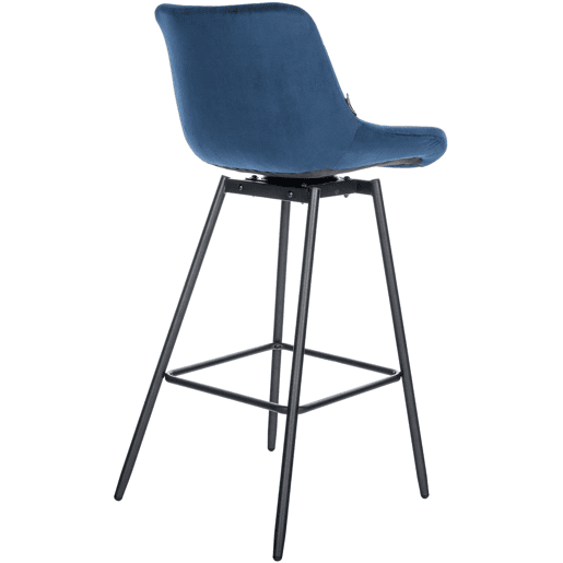Taburete de Bar Weston Giratorio 180 grados | Taburete Alto con Respaldo y Asiento Acolchado Terciopelo Azul 56X49X105 cm