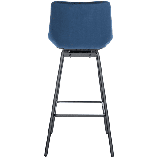 Taburete de Bar Weston Giratorio 180 grados | Taburete Alto con Respaldo y Asiento Acolchado Terciopelo Azul 56X49X105 cm