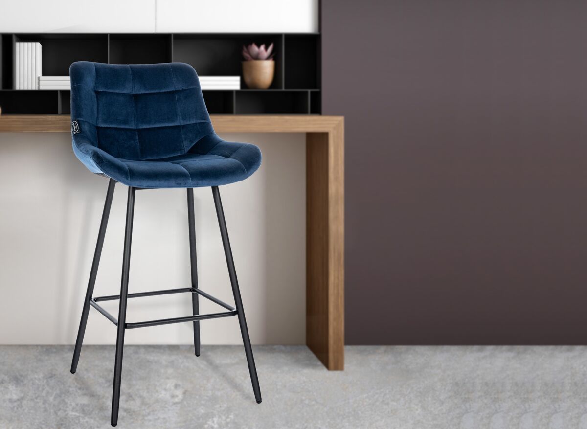 Taburete de bar weston terciopelo azul 56x49x104 cm
