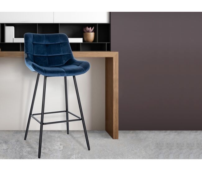 Taburete de bar weston terciopelo azul 56x49x104 cm