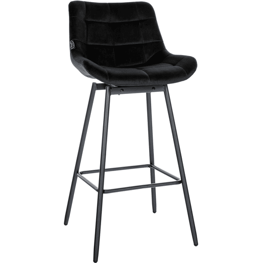 Taburete de Bar Weston Giratorio 180 grados | Taburete Alto con Respaldo y Asiento Acolchado Terciopelo Negro 56X49X105 cm