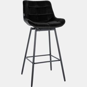 Taburete de Bar Weston Giratorio 180 grados | Taburete Alto con Respaldo y Asiento Acolchado Terciopelo Negro 56X49X105 cm