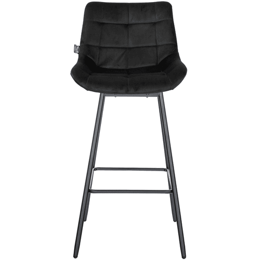 Taburete de Bar Weston Giratorio 180 grados | Taburete Alto con Respaldo y Asiento Acolchado Terciopelo Negro 56X49X105 cm