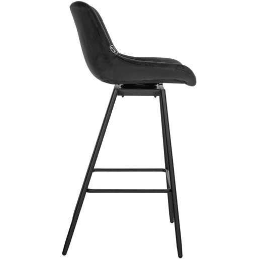 Taburete de Bar Weston Giratorio 180 grados | Taburete Alto con Respaldo y Asiento Acolchado Terciopelo Negro 56X49X105 cm