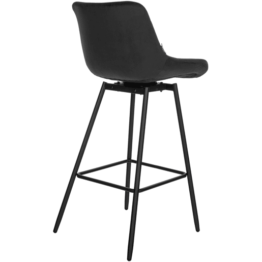 Taburete de Bar Weston Giratorio 180 grados | Taburete Alto con Respaldo y Asiento Acolchado Terciopelo Negro 56X49X105 cm