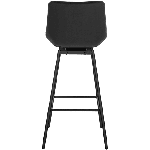 Taburete de Bar Weston Giratorio 180 grados | Taburete Alto con Respaldo y Asiento Acolchado Terciopelo Negro 56X49X105 cm