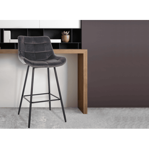 Taburete de bar Weston Terciopelo Gris oscuro 56X49X104 cm