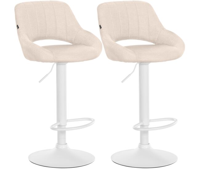 Juego de 2 taburetes de bar milet con tapizado de tela crema 48x47x85 cm