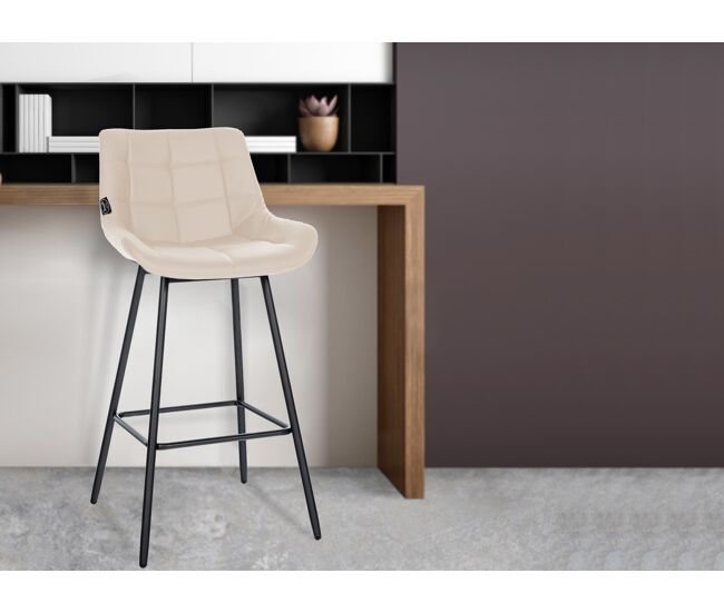 Taburete de bar weston simil cuero crema 56x49x104 cm