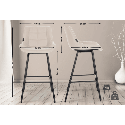 Taburete de bar Weston Simil cuero Crema 56X49X104 cm