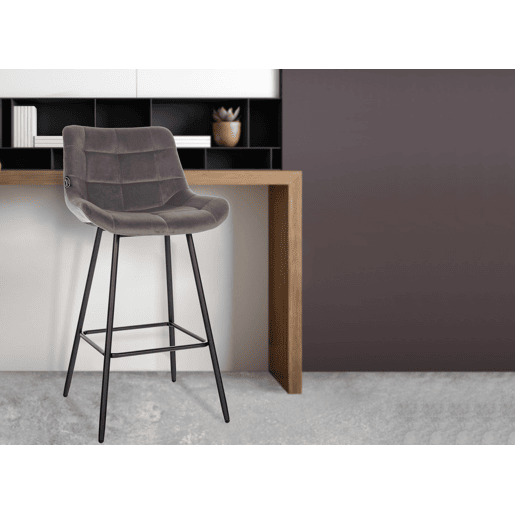 Taburete de bar Weston Terciopelo Gris 56X49X104 cm