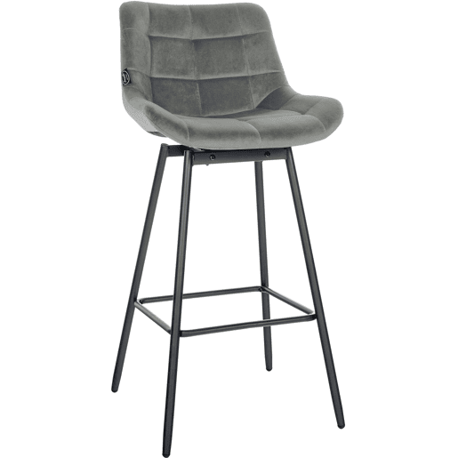 Taburete de Bar Weston Giratorio 180 grados | Taburete Alto con Respaldo y Asiento Acolchado Terciopelo Gris 56X49X105 cm