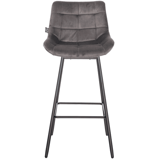 Taburete de Bar Weston Giratorio 180 grados | Taburete Alto con Respaldo y Asiento Acolchado Terciopelo Gris 56X49X105 cm