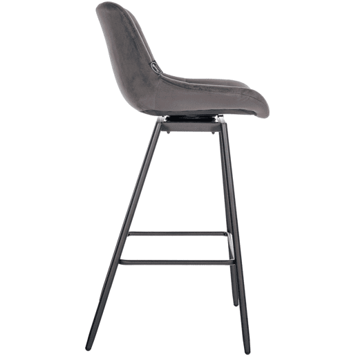 Taburete de Bar Weston Giratorio 180 grados | Taburete Alto con Respaldo y Asiento Acolchado Terciopelo Gris 56X49X105 cm