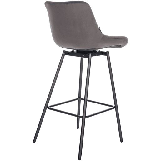 Taburete de Bar Weston Giratorio 180 grados | Taburete Alto con Respaldo y Asiento Acolchado Terciopelo Gris 56X49X105 cm