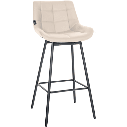 Taburete de Bar Weston Giratorio 180 grados | Taburete Alto con Respaldo y Asiento Acolchado Simil cuero Crema 56X49X105 cm