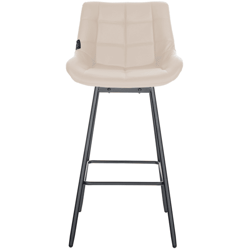 Taburete de Bar Weston Giratorio 180 grados | Taburete Alto con Respaldo y Asiento Acolchado Simil cuero Crema 56X49X105 cm