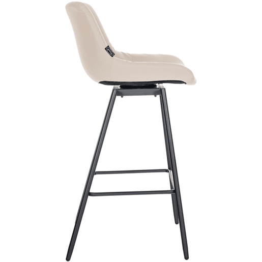 Taburete de Bar Weston Giratorio 180 grados | Taburete Alto con Respaldo y Asiento Acolchado Simil cuero Crema 56X49X105 cm