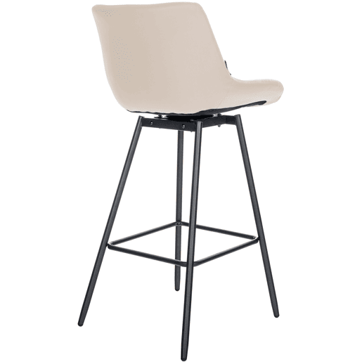 Taburete de Bar Weston Giratorio 180 grados | Taburete Alto con Respaldo y Asiento Acolchado Simil cuero Crema 56X49X105 cm